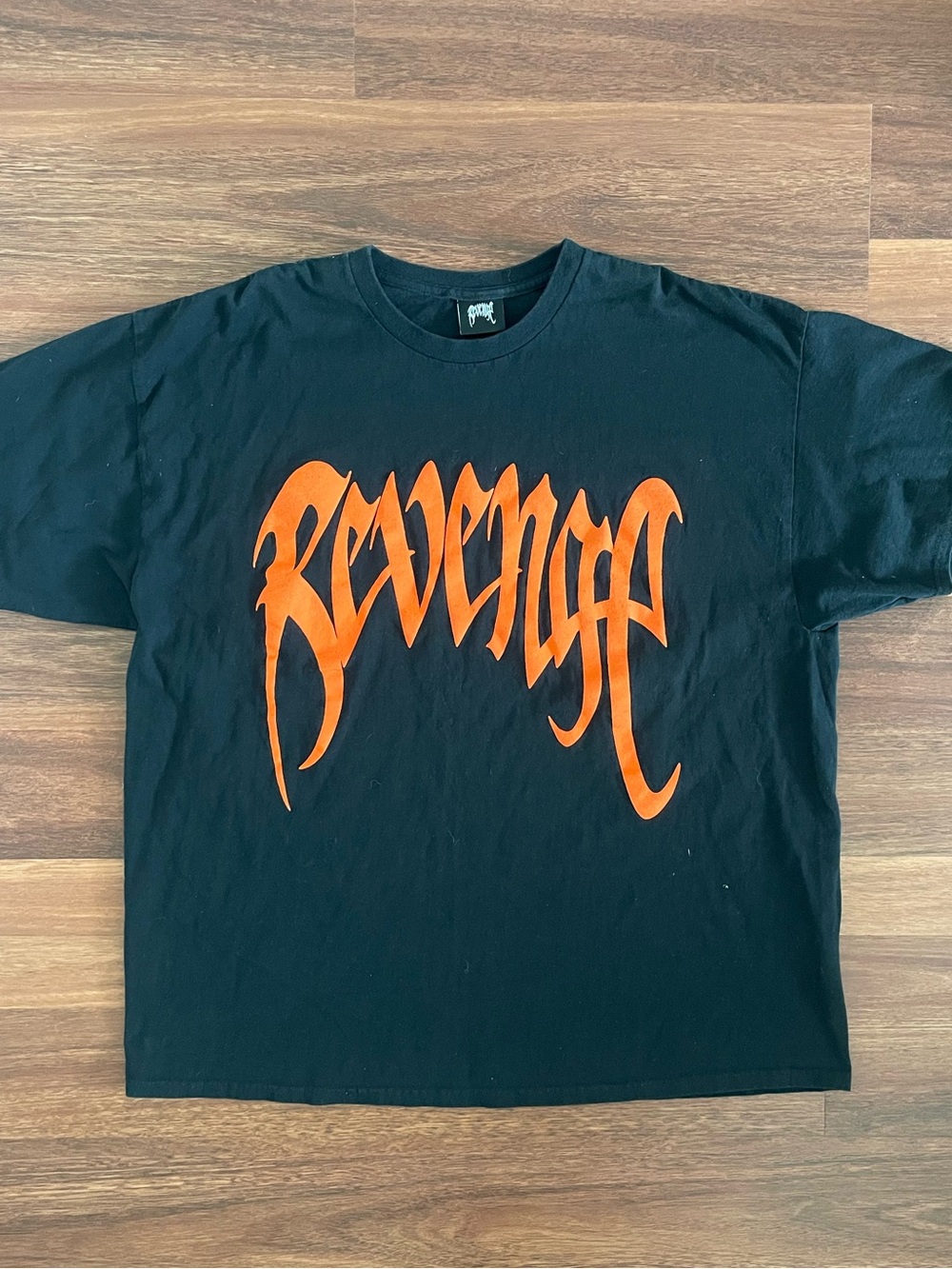 Revenge Black T-Shirt with Bold Orange Logo